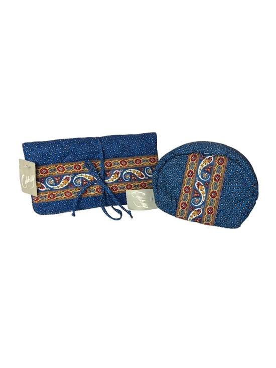 Celebrity NY Handbags - Celebrity 2-Piece Travel Set Blue Paisley Jewelry Roll and Cosmetic Bag NWT